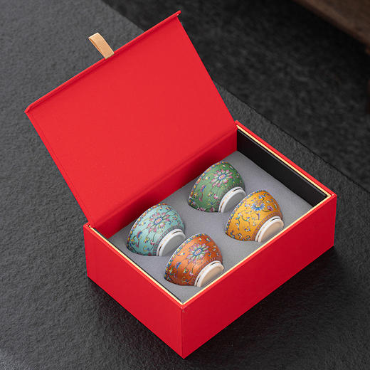 珐琅彩陶瓷品茗杯 单杯鎏银杯 主人杯 商品图1