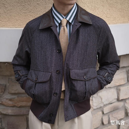 Lanificio Cerruti 1881 初剪羊毛咖啡色A2飞行员夹克 商品图11