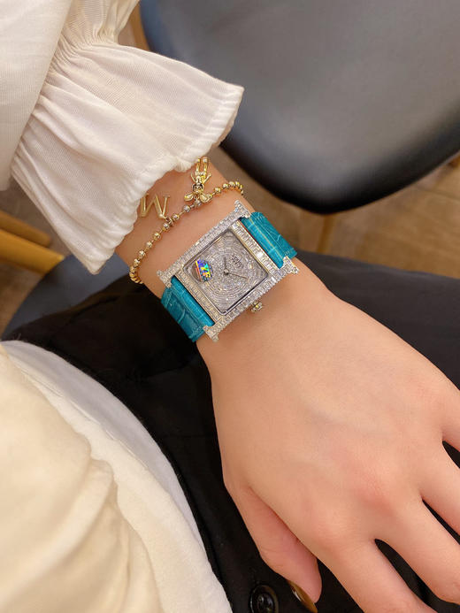 新款Hermes爱马仕H-our系列 方钻珠宝女士腕表 壳套、字面 商品图3