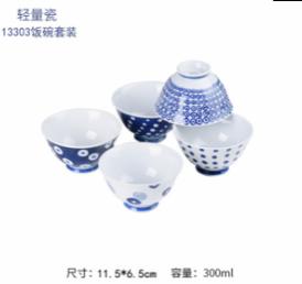 藍丸紋   軽量飯碗揃 商品图0
