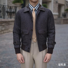 Lanificio Cerruti 1881 初剪羊毛咖啡色A2飞行员夹克