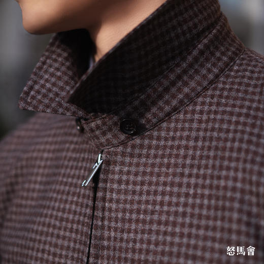 Reda ATTO Super 110's 澳洲美丽诺羊毛勃艮第红小方格纹A2飞行员夹克 商品图5