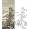 竖幅工笔画山水白描底稿-金城-临刘永年山水-多种白描尺寸可选-JS06 商品缩略图0