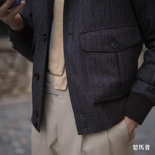 Lanificio Cerruti 1881 初剪羊毛咖啡色A2飞行员夹克 商品图3