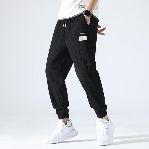 【服饰鞋包】男士休闲长裤夏季薄款冰丝速干潮流树皮纹宽松百搭九分束脚裤 商品图2