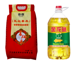 【96元/套】金龙鱼非转基因大豆油5L+寒寒方正富硒长粒香米5kg