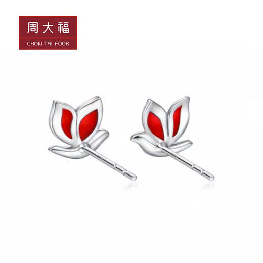 周大福和平天使系列 铂金莲花鸽耳钉 商品图2