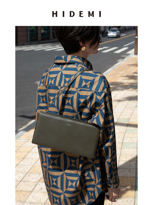 HIDEMI 简约设计感牛皮豆腐包 白色/摩卡棕绿/黑色 商品图6