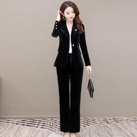 YWE  YFB31时尚金丝绒大码高档两件套装 商品图1