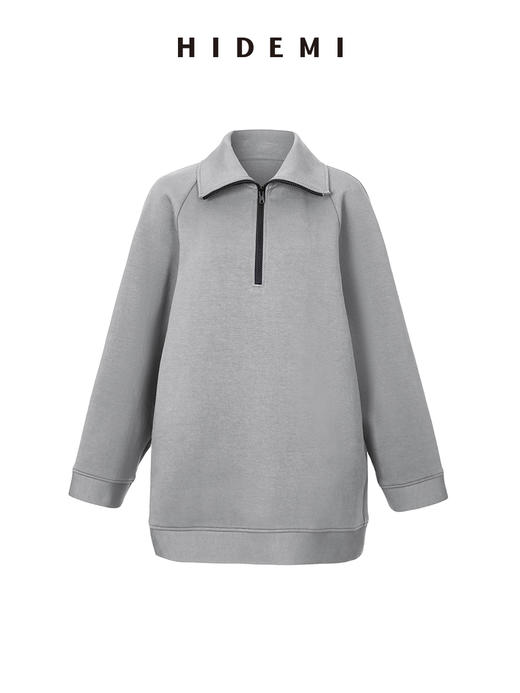 HIDEMI 拉链廓形boylish运动卫衣套装 卫衣/长裤 灰色/深蓝 商品图9