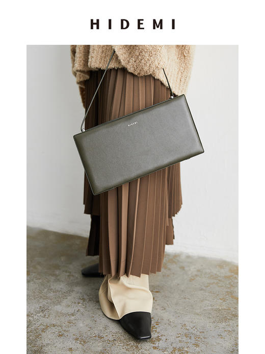 HIDEMI 简约设计感牛皮豆腐包 白色/摩卡棕绿/黑色 商品图10