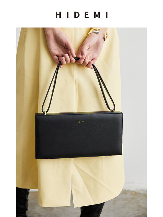 HIDEMI 简约设计感牛皮豆腐包 白色/摩卡棕绿/黑色 商品图9