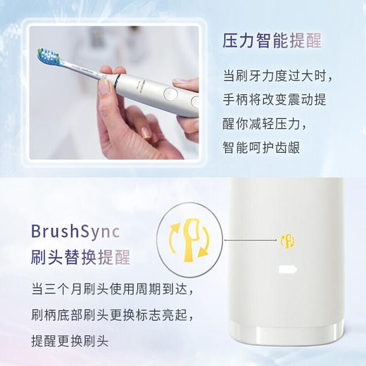 Z| 飞利浦Sonicare 星耀钻石系列智能声波震动电动牙刷 白色 HX9912/79（普通快递） 商品图2