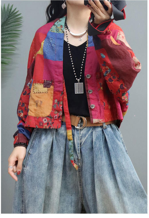 AG195复古文艺开衫外套，民族风 商品图0