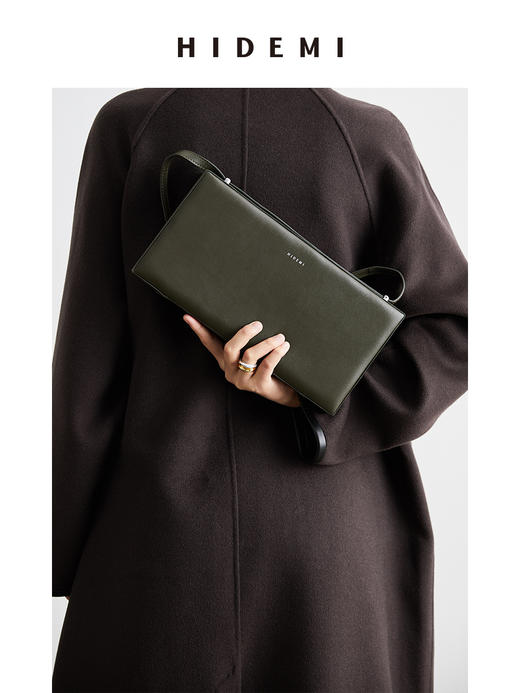 HIDEMI 简约设计感牛皮豆腐包 白色/摩卡棕绿/黑色 商品图11