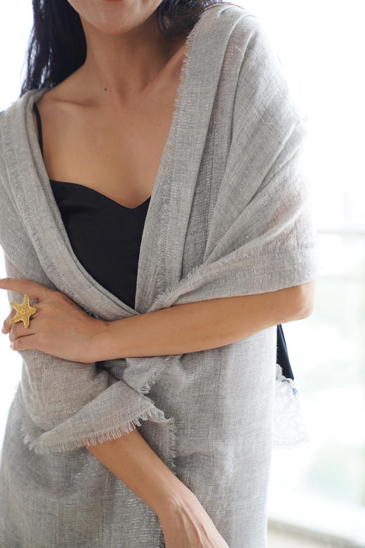 CG｜Lurex Square Cashmere Scarf [亮丝方格羊绒围巾] 商品图2