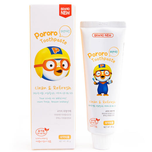 【中欧班列精选】韩国进口XDR Pororo低氟牙膏 草莓味 、橙子味 商品图0