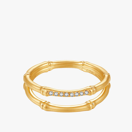 潮宏基 BAMBOO竹系列18K金钻石戒指 商品图0