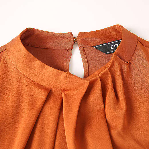 EITIE爱特爱秋季新款女装立领时尚系带连衣裙长裙6707417 商品图5