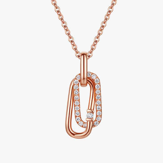 潮宏基时尚环环相扣18K金钻石坠链 商品图3