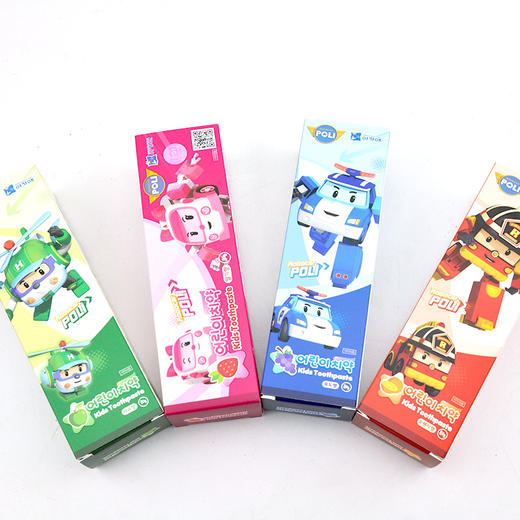 【中欧班列精选】韩国进口 XDR POLI儿童牙膏 草莓味、橙子、葡萄味、青苹果味80g 商品图0