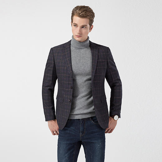 【经典格纹】罗蒙秋季西装外套 男士正装 商务通勤 休闲格子西服开衫外套 商品图8