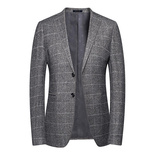罗蒙 秋冬西装外套男士正装 商务通勤休闲 格子单西服 上衣开衫外套 商品图1