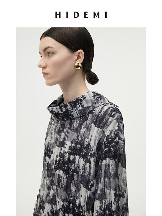 HIDEMI 艺术感印花立领上衣 商品图1
