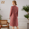 佐尔美2021秋季新款 小碎花花边领V领连衣裙女E13LL32 商品缩略图4