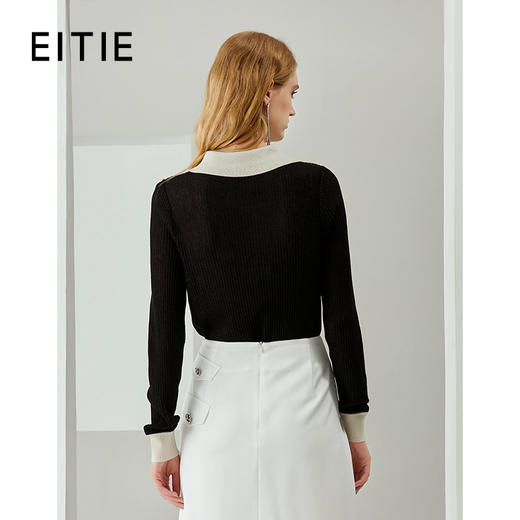 EITIE爱特爱秋季新品时尚拼接针织衫优雅气质女6701404 商品图3
