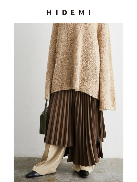 HIDEMI 巧克力色不规则压褶半身裙 商品图5