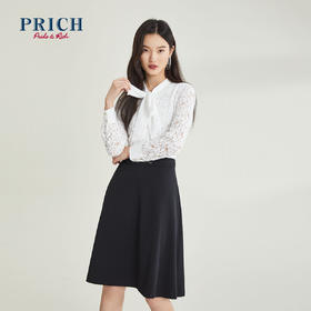 PRICH冬季新款上衣设计感蕾丝镂空系带领衬衫女PRBAB4909M