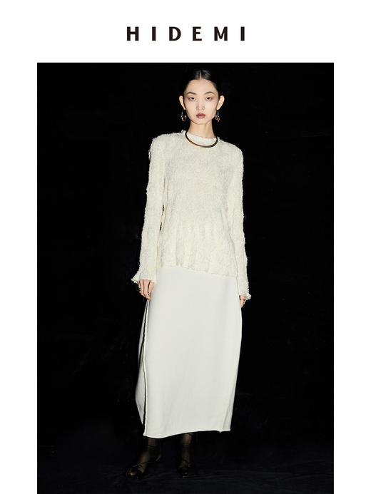 HIDEMI 美利奴羊毛简约设计感茧型套装 半高领毛衣/茧型半身裙 商品图7