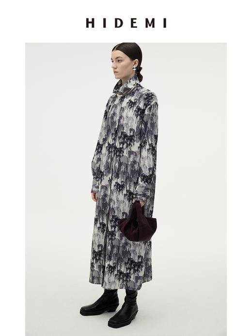 HIDEMI 艺术感印花立领连衣裙 商品图4
