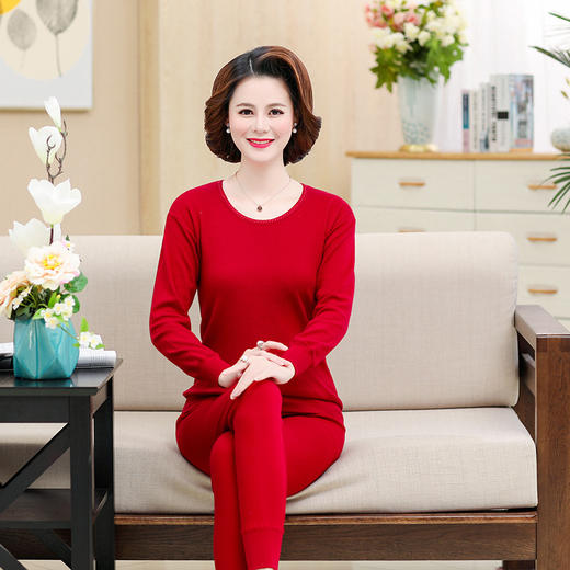 YQ-A2 圆领7011A秋衣秋裤棉质保暖内衣高低领女士保暖内衣 商品图2