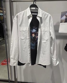 B2CHB3265 太平鸟男装2021秋装新款时尚白色宽松外穿休闲衬衫