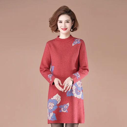 TYMY2659U7510A新款时尚优雅气质休闲宽松半高领长袖印花连衣裙 商品图2