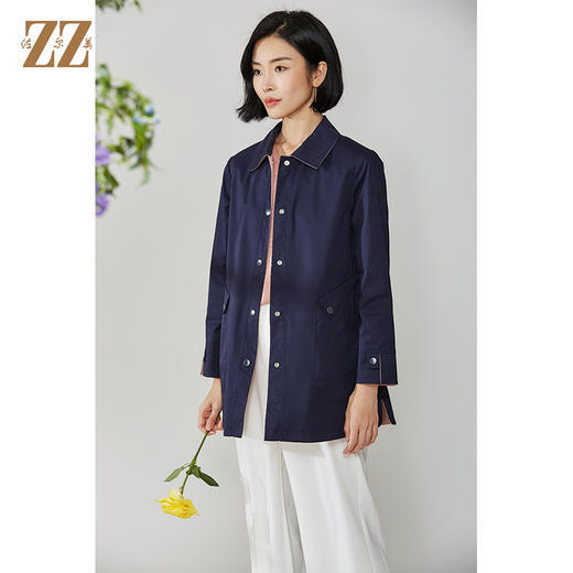 佐尔美2021秋季新款 气质休闲双面穿中长款风衣E11FZ02 商品图3