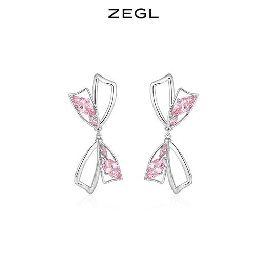 ZEGL镂空蝴蝶结耳钉女高级感轻奢耳环小众设计感气质925银针耳饰 商品图4