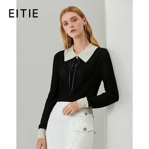 EITIE爱特爱秋季新品时尚拼接针织衫优雅气质女6701404 商品图0