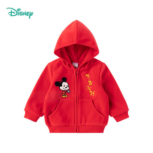 迪士尼米奇米妮卡通男女童春秋摇粒绒保暖连帽外套 商品图5