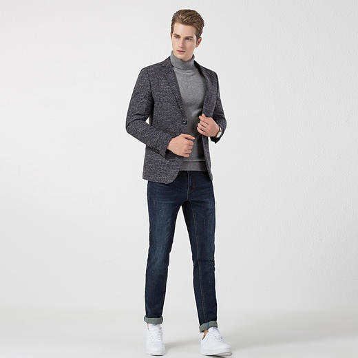 【磨毛保暖】罗蒙秋冬西装外套男士商务通勤休闲单西服开衫外套男 商品图2