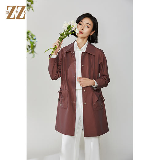 佐尔美2021秋款新款 气质高级质感中长款风衣女E11FZ10 商品图2