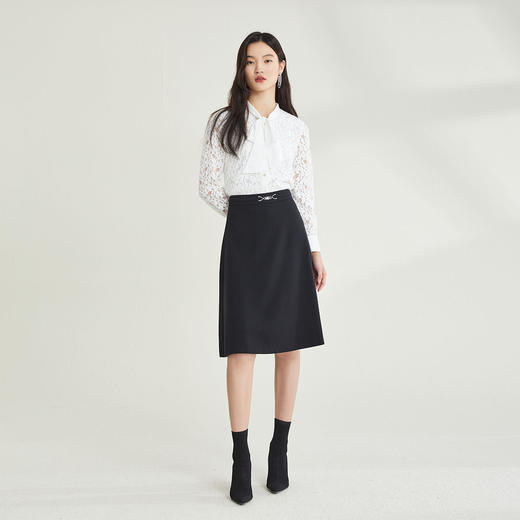 PRICH冬季新款上衣设计感蕾丝镂空系带领衬衫女PRBAB4909M 商品图3