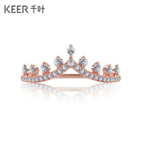 千叶皇冠18k金钻石戒指玫瑰金39900024992