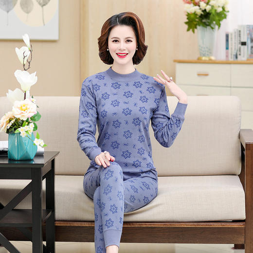 YQ-A2 圆领7011A秋衣秋裤棉质保暖内衣高低领女士保暖内衣 商品图1