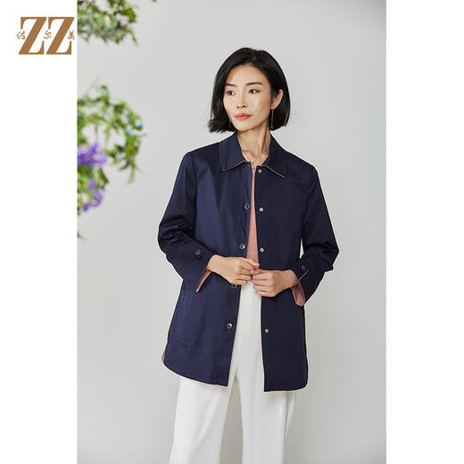 佐尔美2021秋季新款 气质休闲双面穿中长款风衣E11FZ02 商品图0