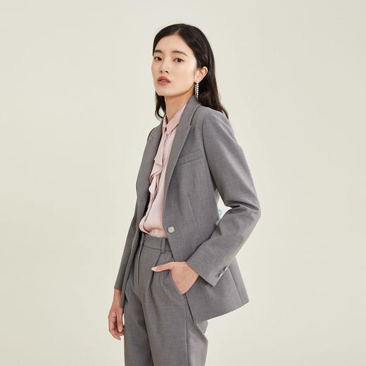 PRICH2021年冬季新款气质收腰显疸设计感西服外套女PRJKB8T16N 商品图2