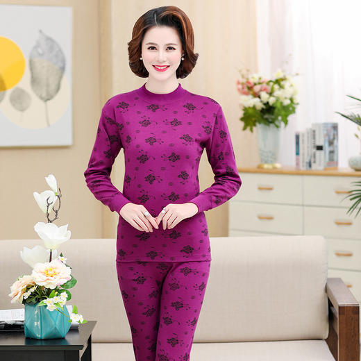 YQ-A2 圆领7011A秋衣秋裤棉质保暖内衣高低领女士保暖内衣 商品图6