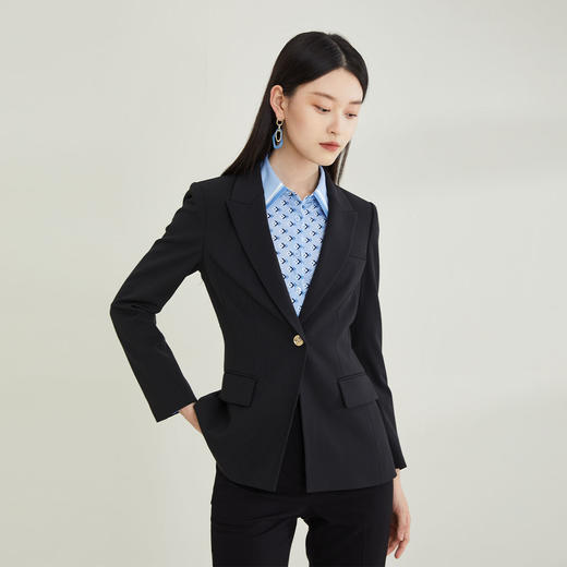 PRICH2021年冬季新款气质收腰显疸设计感西服外套女PRJKB8T16N 商品图0